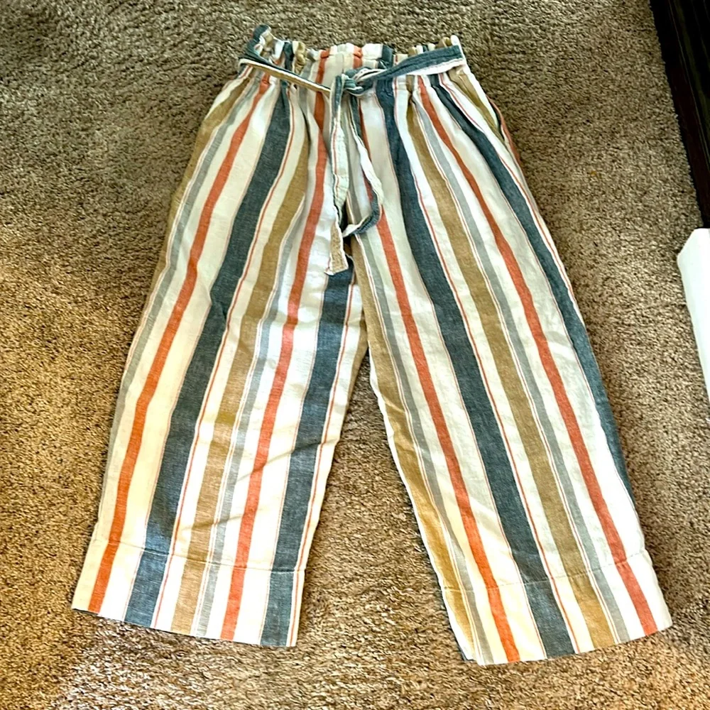 MADEWELL WIDE LEG COTTON LINEN BLEND PANTS - Picture 1 of 6